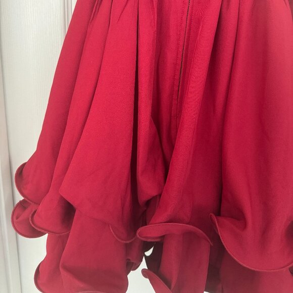 NWT, Showpo. Women's Bubbly Layered Mini Dress with Straps, Color Red, Size 10 - Picture 10 of 13